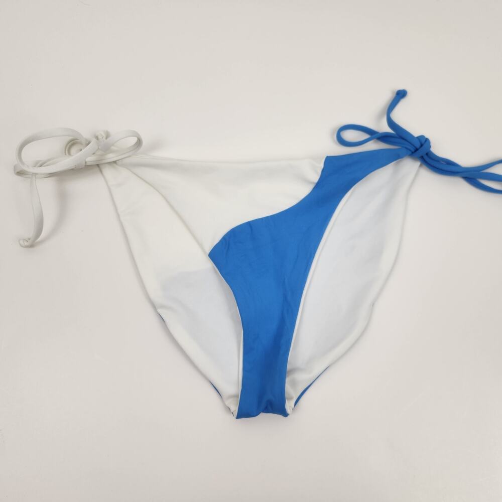 L*Space Dani Bikini Bottom Blue White Size Medium Tie Sides Adjustable
